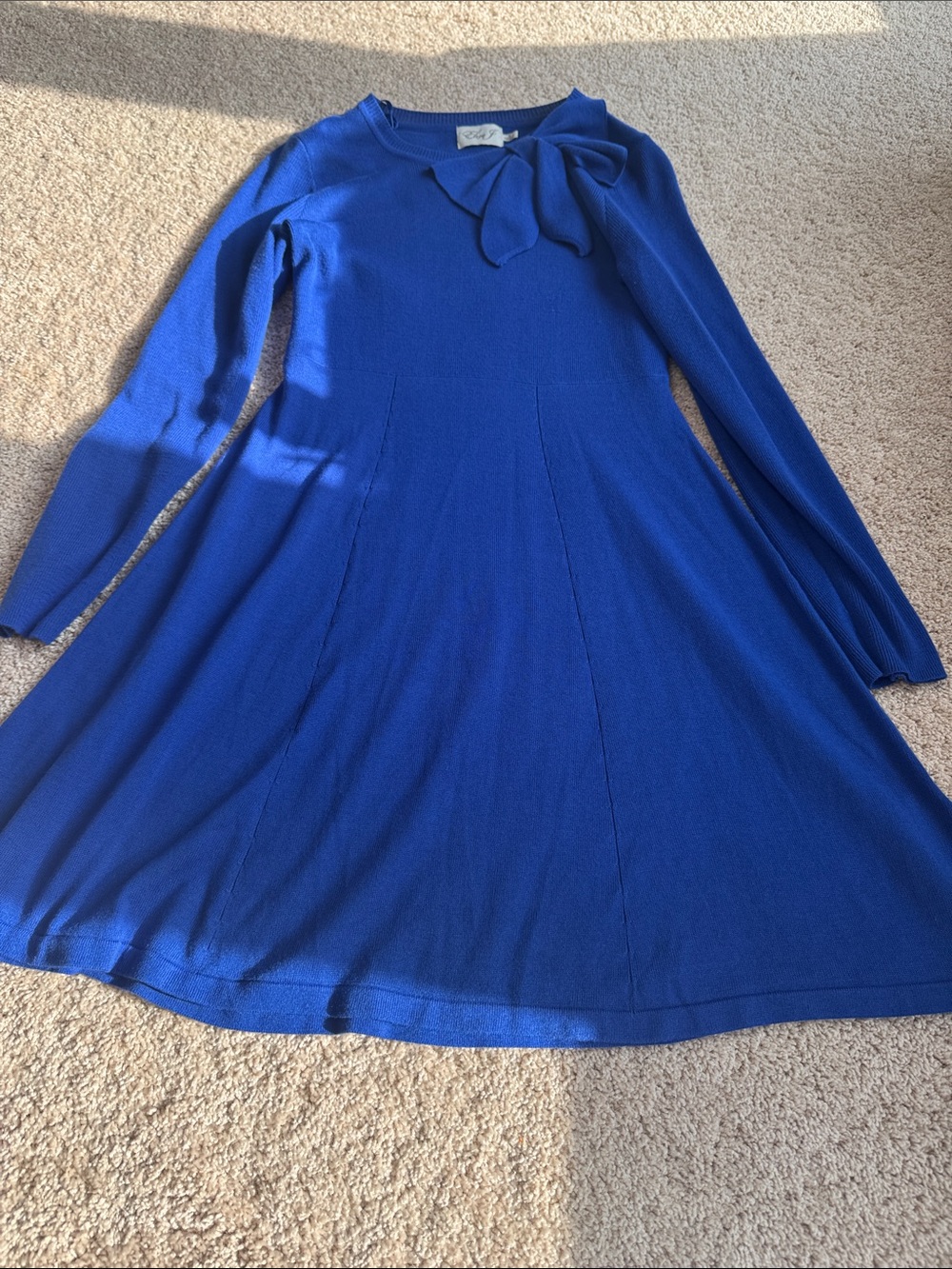 Eliza J Royal Blue Long Sleeve Bow-Accent Dress
